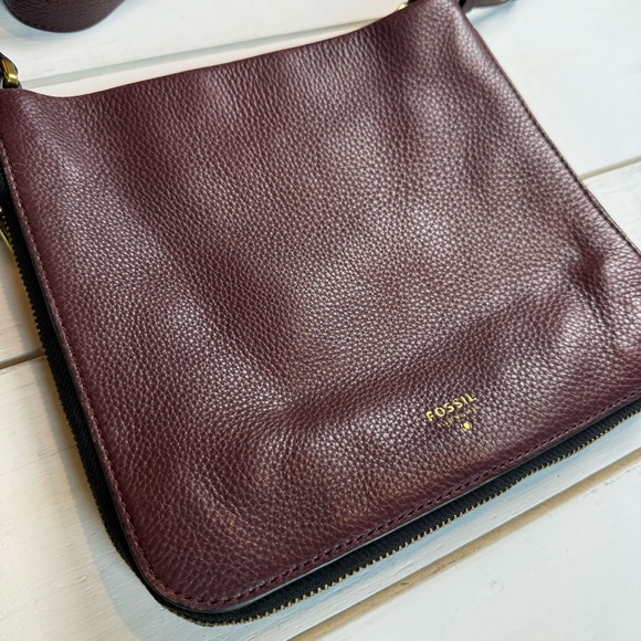 FOSSIL Leather Preston Crossbody Bag Purse Adjustable Strap Espresso Brown - Picture 3 of 10